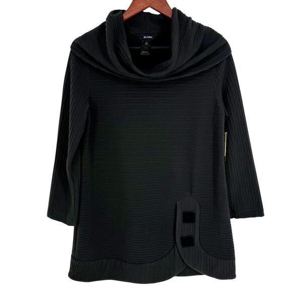 Ali Miles Tops - NEW NWT Ali Miles Sz Small Charcoal Dark Gray Wearable Art Blouse Shirt Top